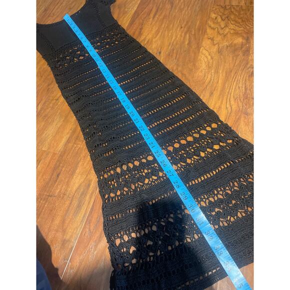 Vintage 90s Y2K HUGO BUSCATI Crochet Dress DARK COTTAGECORE Sheer Knit Fits Sz 0 - Picture 7 of 7